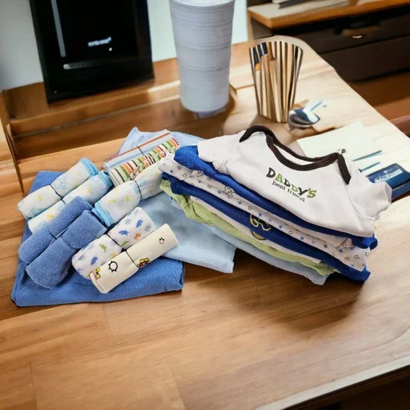 Newborn Baby Bundle Set Onesies, Blankets, and Washcloths